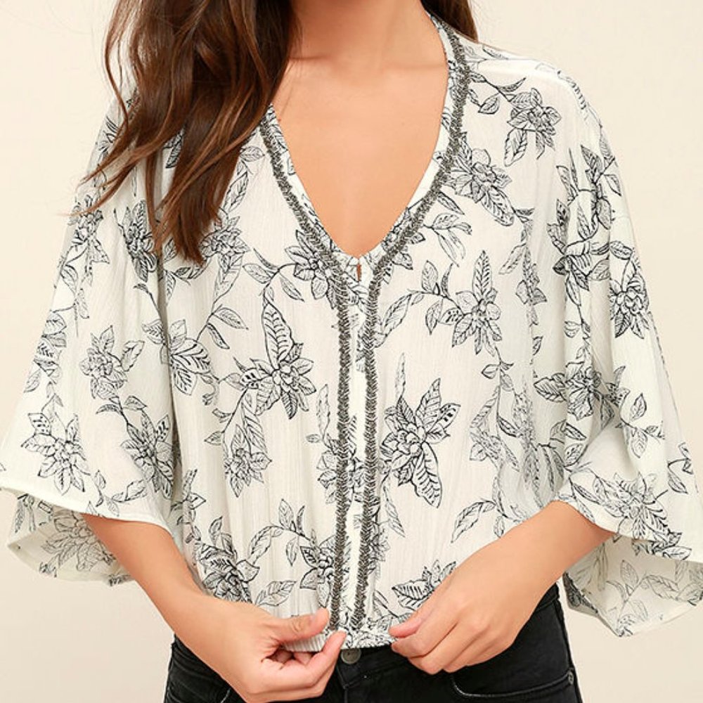 Amuse Society Floral Print Crop Top - S